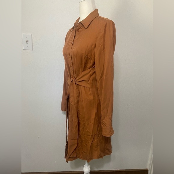 Cremieux women's XS 100% tencel tie waist button down shirt dress EUC - Picture 6 of 8